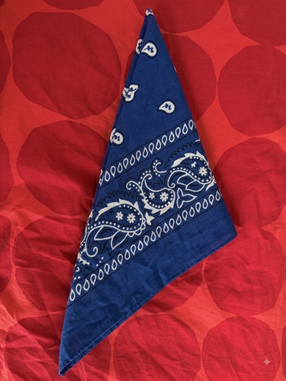 Classic light Blue Paisley Bandana - 100% Cotton-new frayed edges after wash